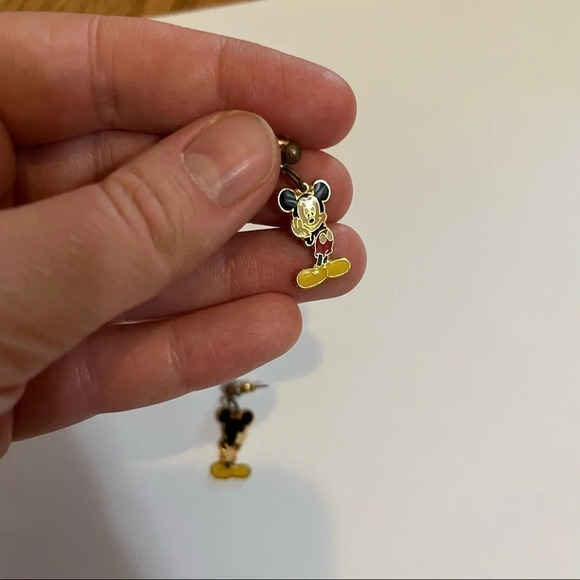 Disney Mickey Mouse Earrings Vintage 1980s Front & Back Facing Fun Design Dangle - Picture 2 of 6